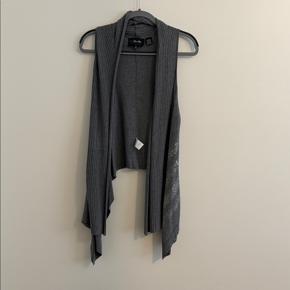 Miss Me Gray Sleeveless Cardigan